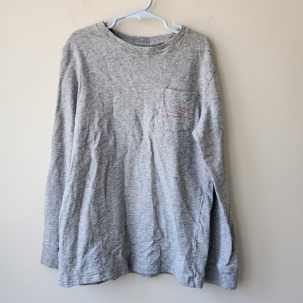 Vineyard Vines Long Sleeve T-Shirt | Boy's Small (8-10) | Gray Red Whale Shirt